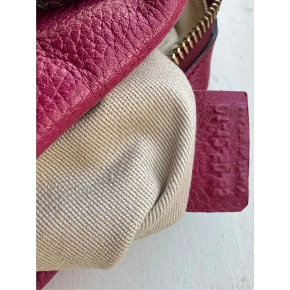 Chloe Fuchsia Pink Leather Medium Paraty 2way Satchel with Charm Auth